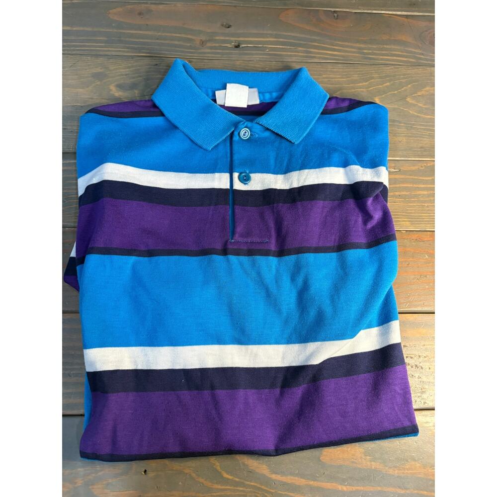 Great Northwest vintage purple blue and white short sleeve polo mens size large